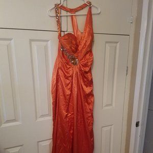 Orange full length formal dress